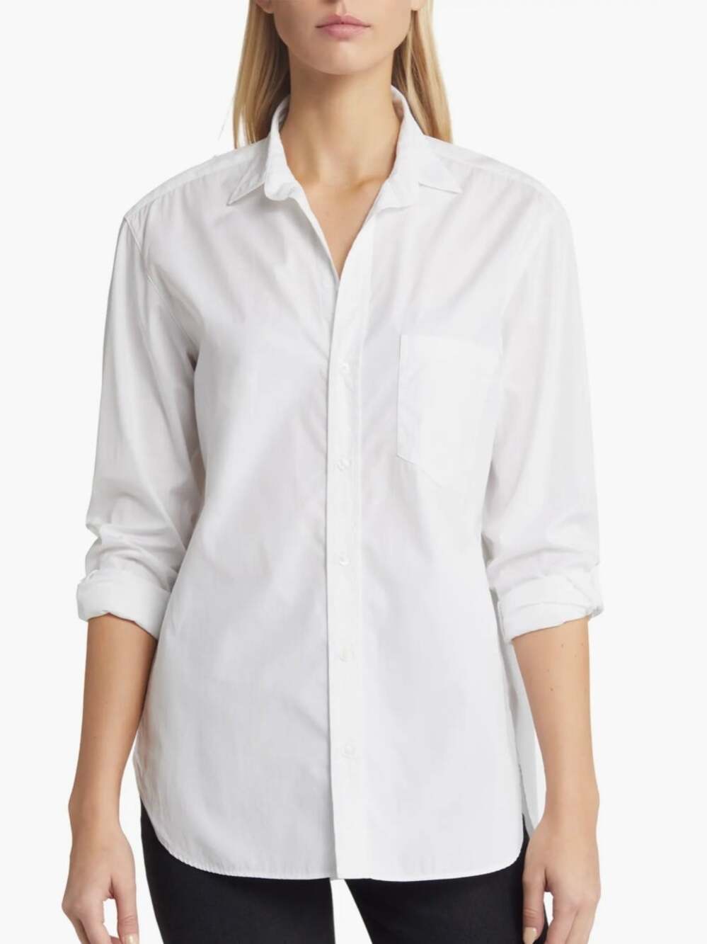 Frank & Eileen Women’s Joedy Boyfriend Button Up Shirt in White Size M